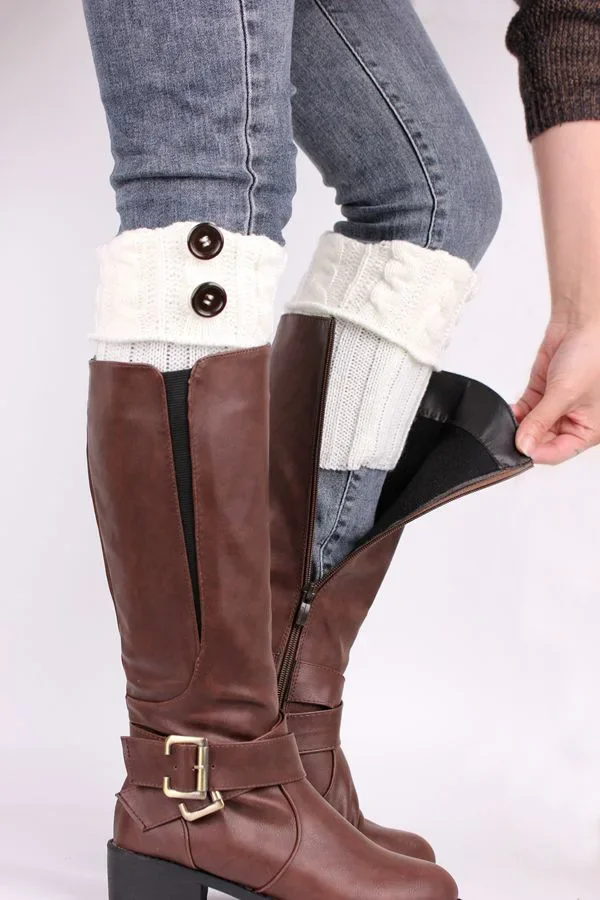 1 Paar gestrickte Woll-Knöchelwärmer für Damen, kurze Fußabdeckungen, gemütliche Winter-Stiefelsocken, Herbst-Strick-Accessoires – Detail 4