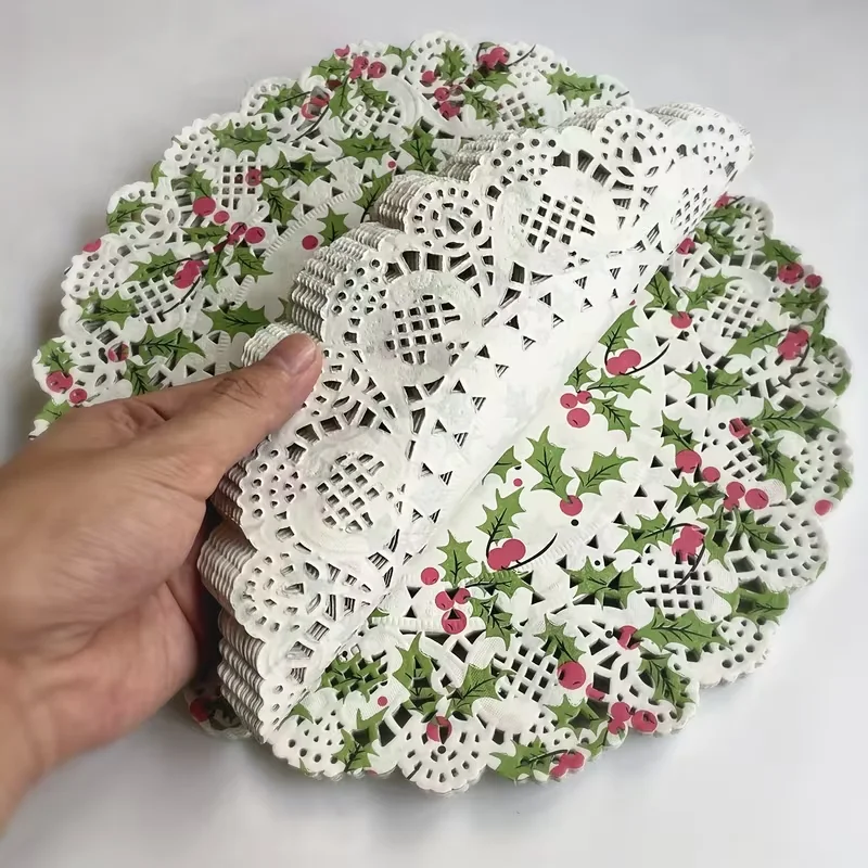 Pack of 100, 8/10-inch paper lace placemats, suitable for dining tables, weddings, birthday parties, cake and dessert food decor