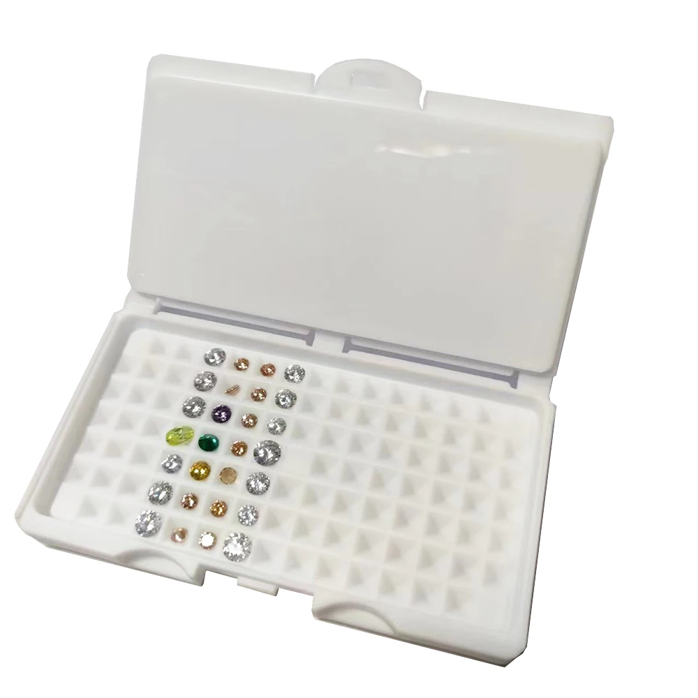 White Diamond Storage Box 3-0mm Gemstone Jewelry Display Organizer Bare Stone Packaging Cover Tray Holder Box for Show Store IGI