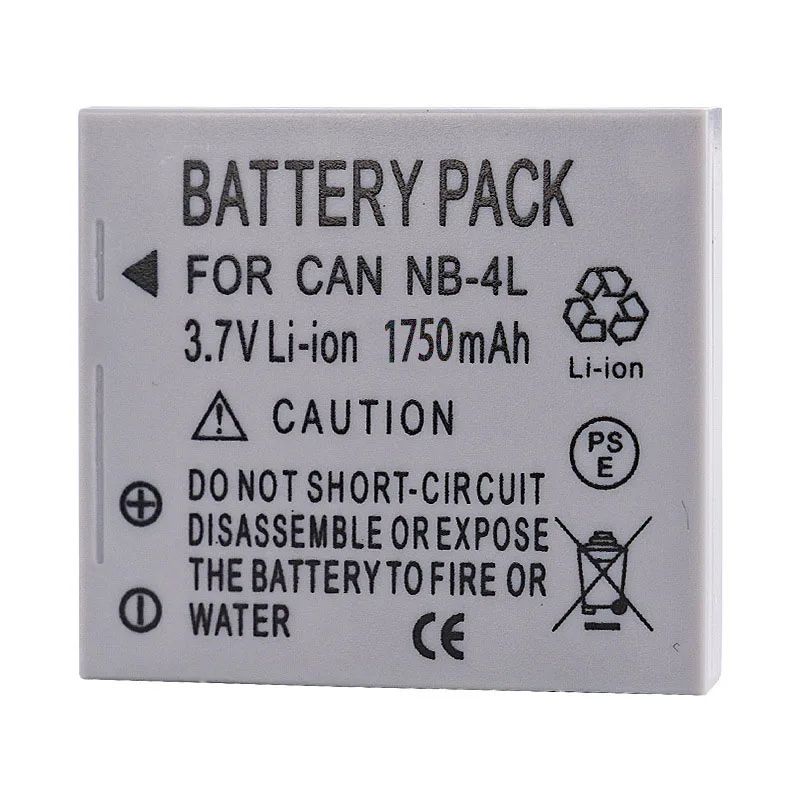 1750mah NB-4L NB4L NB 4L Rechargeable Battery For Canon IXUS 40 30 50 55 S5 WA60 TX1 DS4 SD960 IS 255 HS Camera