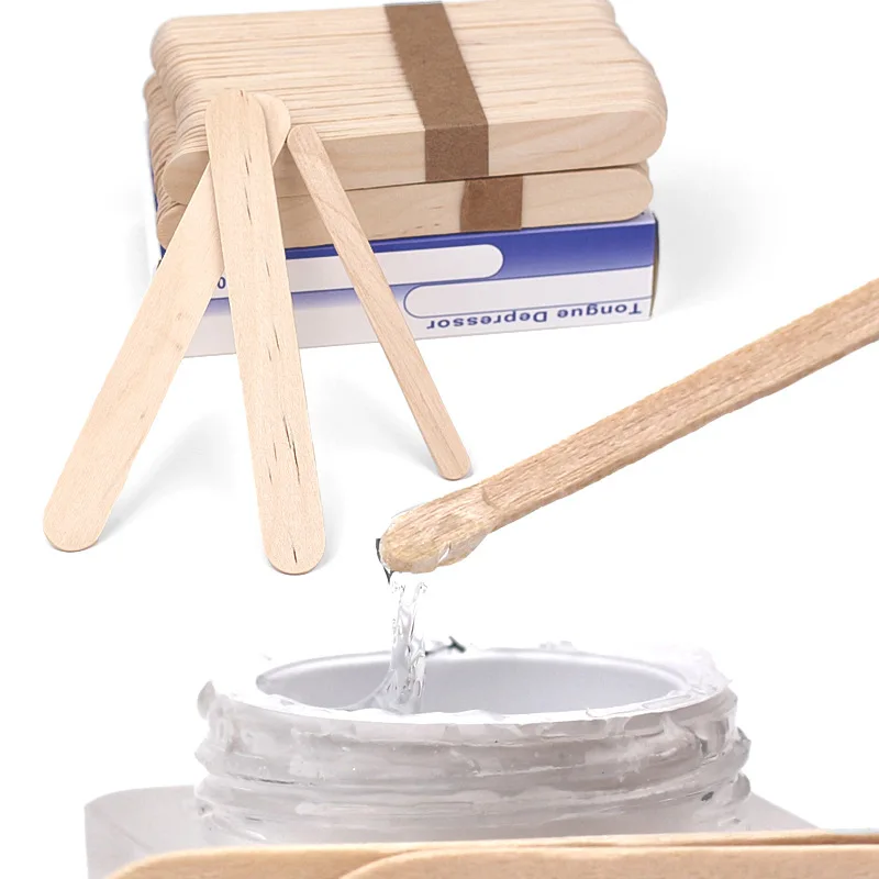 100 PCS Wood Tongue Depressor Waxing Stick Tattoo Tools Tongue Depressor Disposable Bamboo Removal Sticks Tattoo Supply