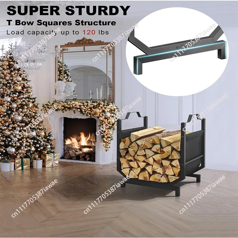Firewood rack dual-purpose with firewood bag fireplace terrace metal rust-proof firewood stacking storage rack