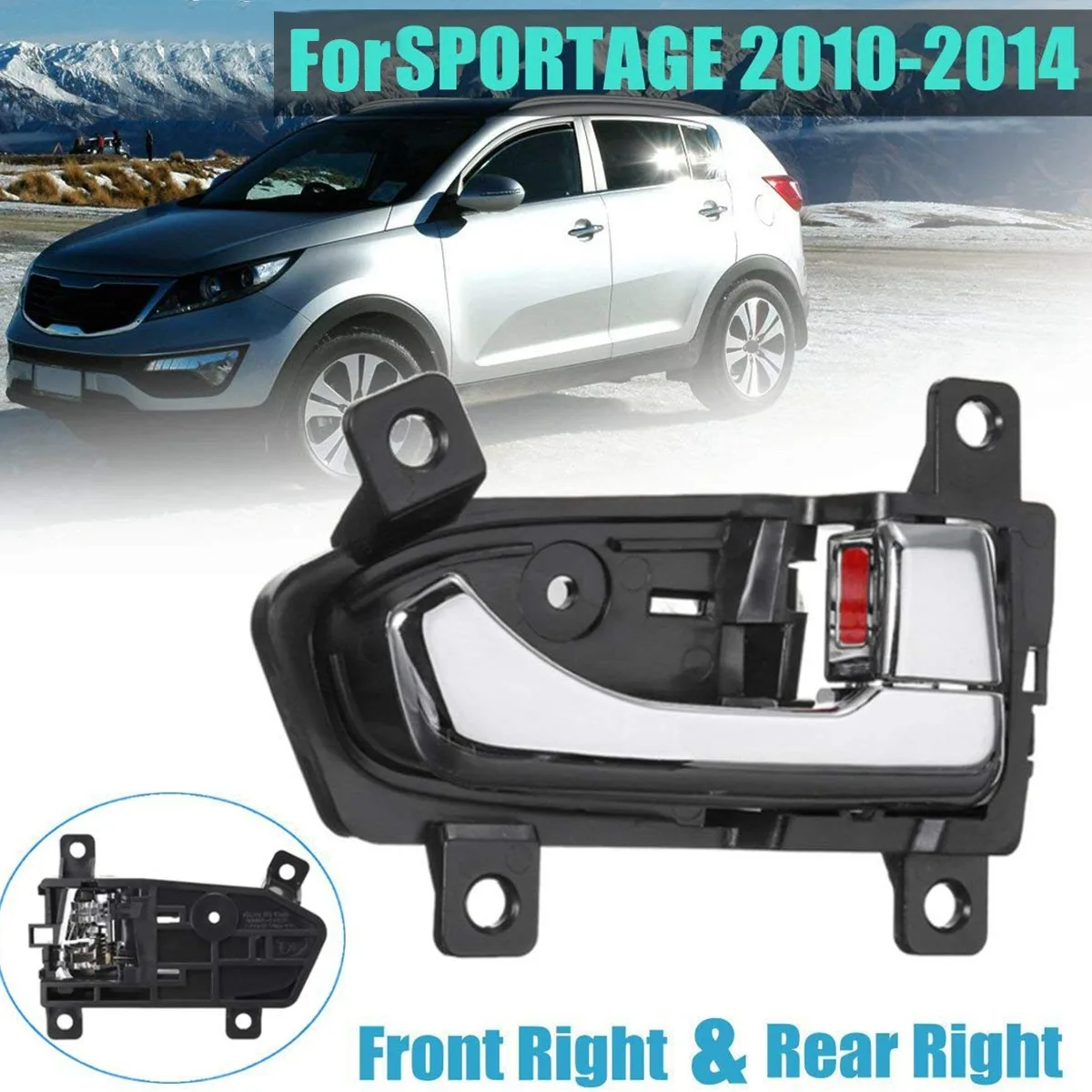 Poignée de porte intérieure droite pour Kia Sportage, magasins de voitures, 2010, 2011, 2012, 2013, 2014, 82610-3W000, 82620-3W000, 2 pièces