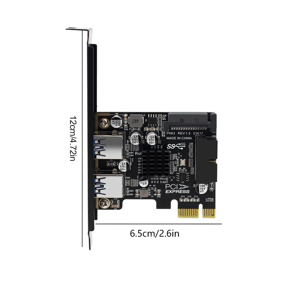 2 Port USB 3,0 PCI-E Erweiterungs karte Adapter USB 3,0 Hub Adapter Externer Controller PCI-E Extender PCI Express Karte für Desktop