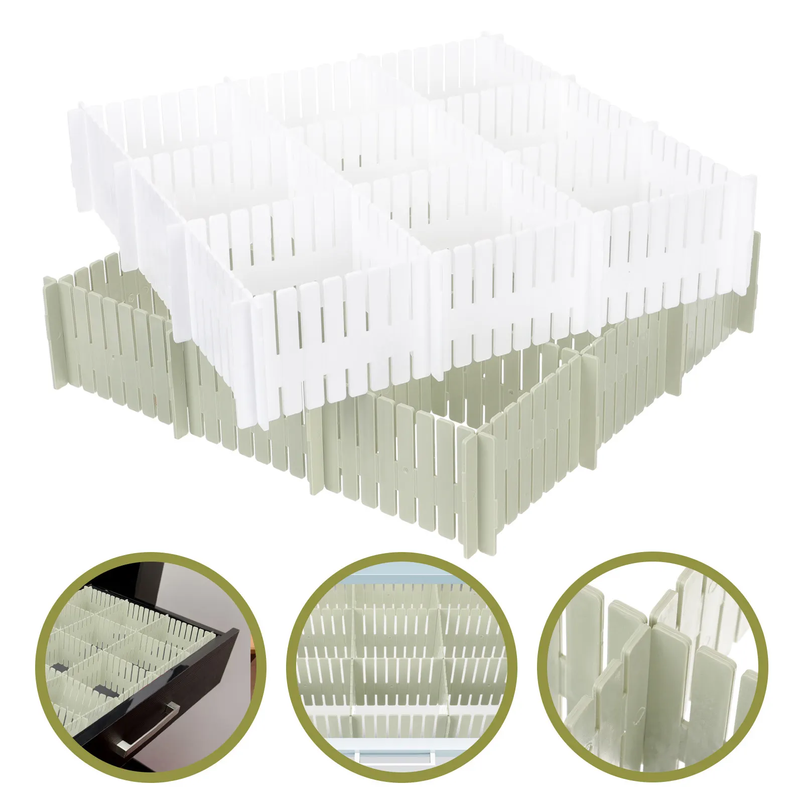 

16Pcs Plastic Drawer Dividers for Underwear Socks Bras Organizing Adjustable Compartment Separators Closet Storage Solutions