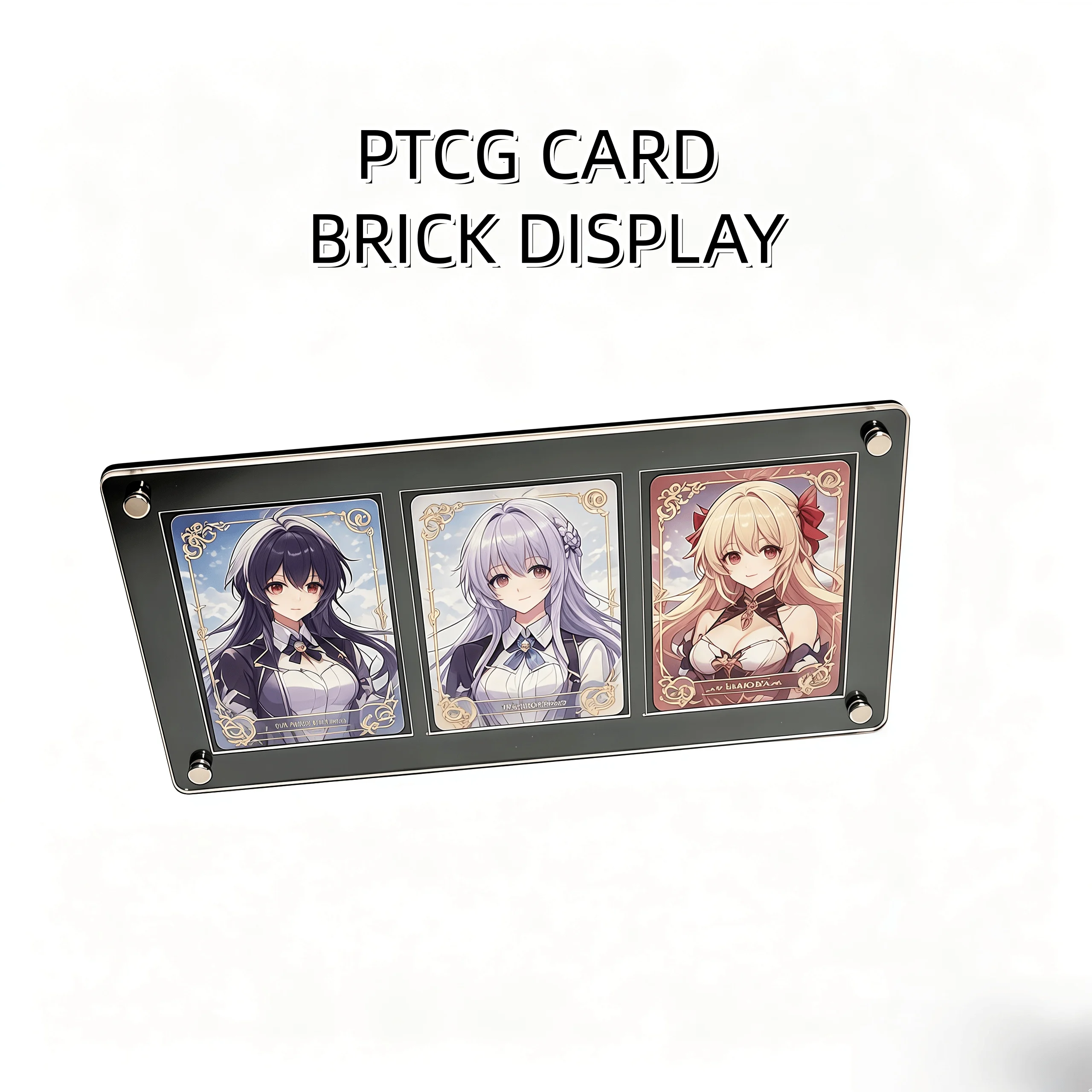 

3-Slot Black Acrylic Card Display Stand Thickened Holder for 35pt Pokemon TCG Cards Desktop Storage Rack