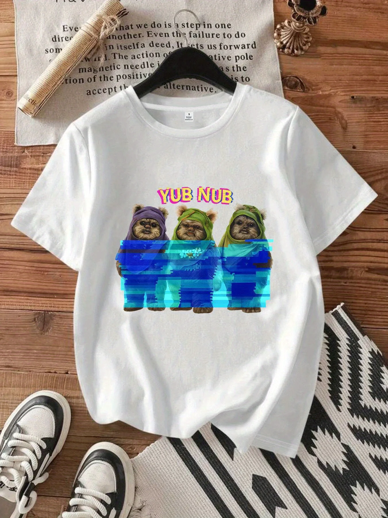 

【WY059077】Женская футболка больших размеров с круглым вырезом и короткими рукавами, эластичными полурукавами и модными принтами