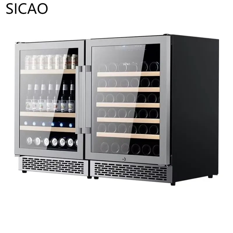 2 Door Wine Beer Fridge Glass Display Cooler Built In Beverage Refrigerator For Kitchen Bar Commercial Can Chiller r