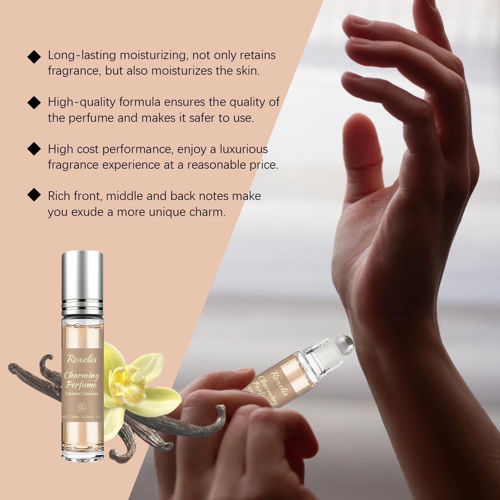 10ml Women's Roll Perfume Oil Long Lasting Caramel Fragrance Travel Size Portable Floral Sweet Modern Style Daily Wear Perfume view 3
