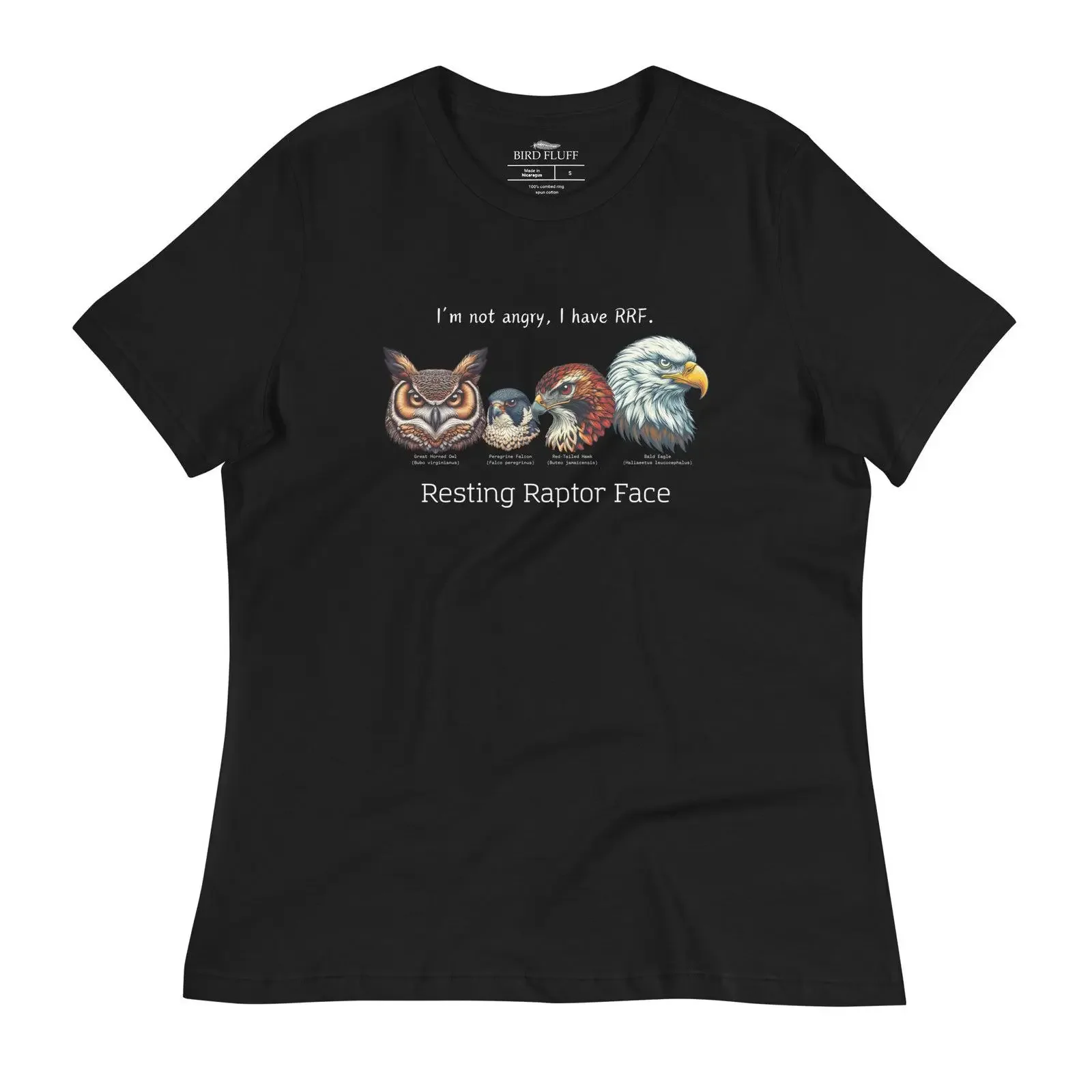 Resting Raptor Face RRF Funny Bird T Shirt Great Horned Owl Peregrine Falcon Red tailed Hawk Bald Eagle vintage Washed homme