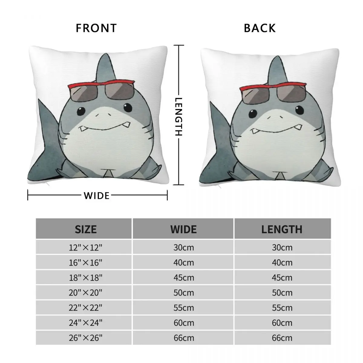 Jeff The Land Shark Square Pillowcase Polyester Linen Velvet Printed Zip Decorative Pillow Case Home Cushion Cover 45x45