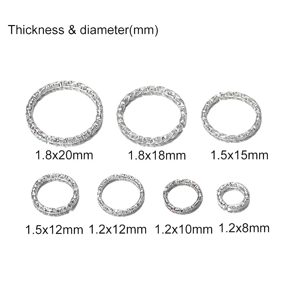 50pcs Gold Silver Color Jump Rings Round Twisted Split Rings 8 10 12 15 18 20 mm Loop Connectors for Jewelry Making Diy Findings