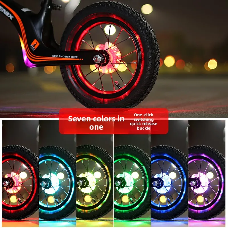 Modes Rechargeable Kids Balance Bike Light LED Bicycle Wheel Light Bike Front Tail Hub Spoke One Lamp