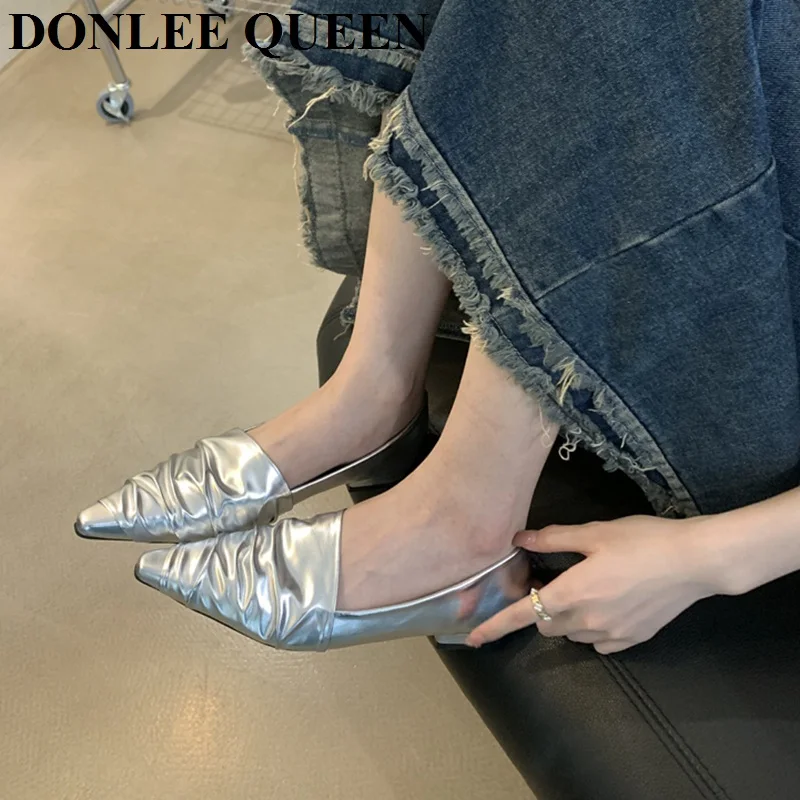 Female Pointed Toe Women Flats Shoes 2023 New Arrival Ballet Flat Heel Party Dress Shoes Casual Loafer Sliver Ballerina Moccasin