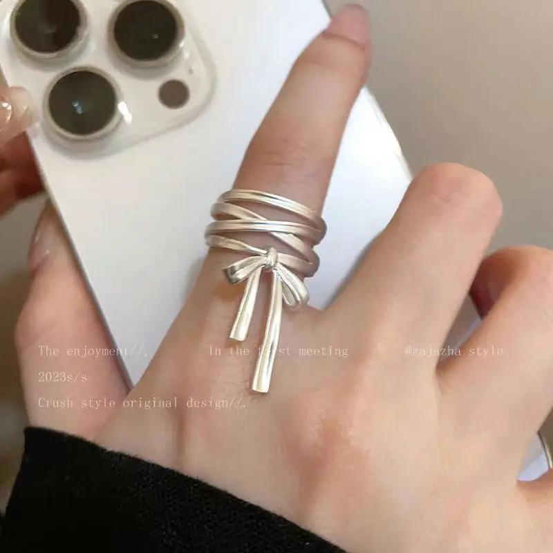 Ballet Silk Ribbon Bowknot Open Ring Women Chic Elegant Index Firger Ring for Women Daliy  Multi-role Accessory