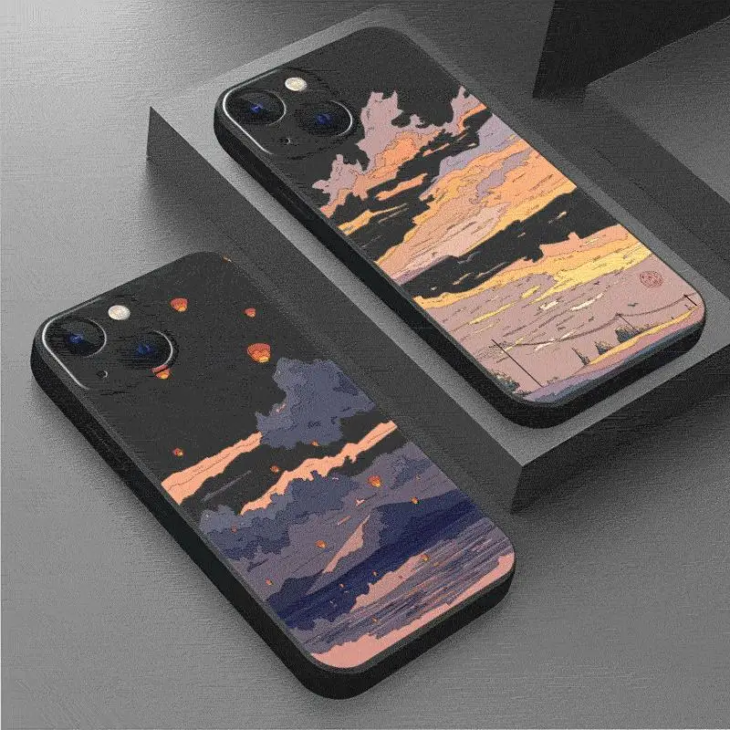 Summer Sky Suspension Case For Apple iPhone 16 15 14 11 13 12 Pro 7 X XR XS Max 6 8 Plus SE 2022 15Plus Soft Phone Cover