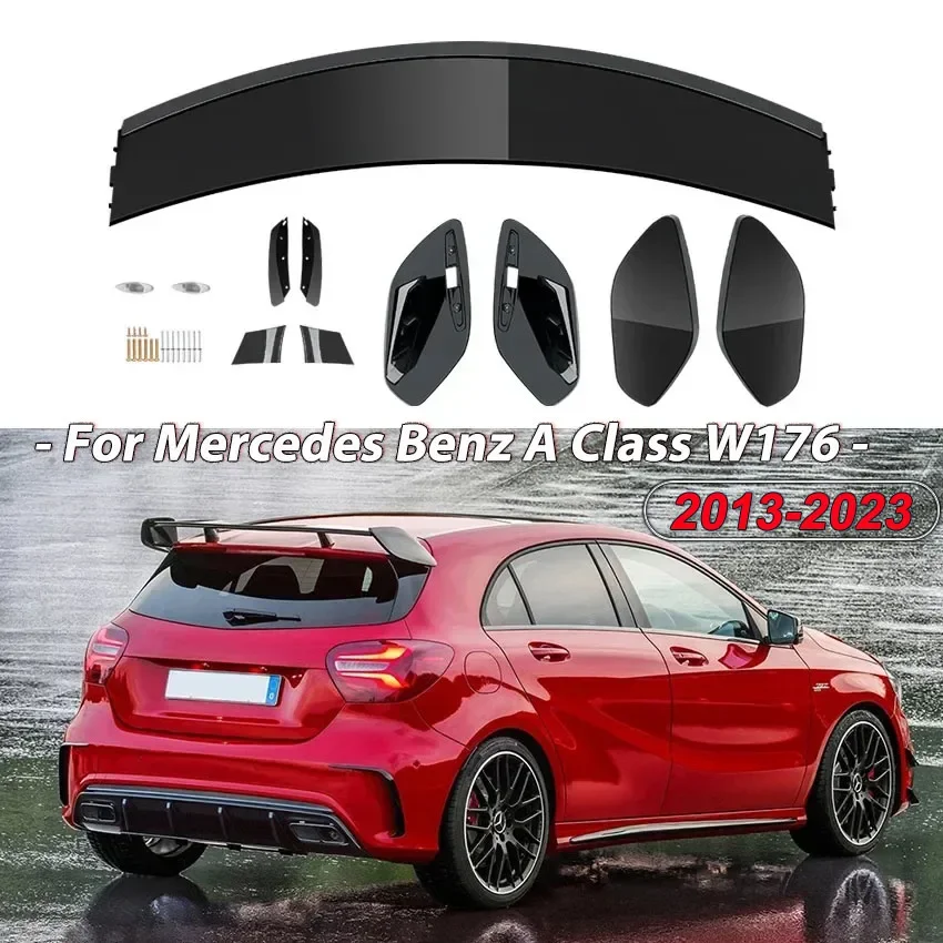 

For Mercedes Benz A Class W176 A180 A200 A220 A250 A260 AMG A45 2013-2023 Hatchback Body Kit Roof Rear Spoiler Wing ABS Black