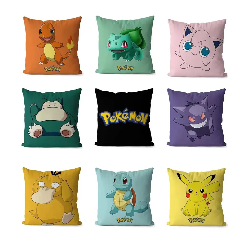 

45x45cm Pokemon Cushion Cover Pikachu Meowth Poke Ball Charmander Kawaii Anime Pillowcase Anime Figure Decor Sofa Pillow Cover