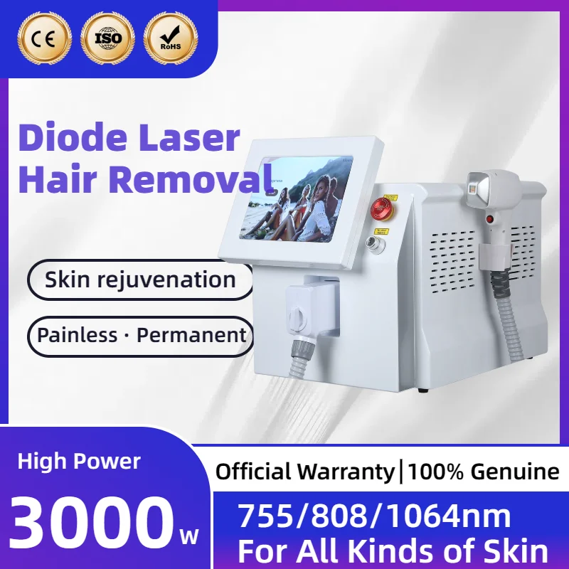 

CE Approved 3000W Ice Platinum Diode Laser Hair Removal Machine 755 808 1064 nm Alexandrit Painless Laser Epilator