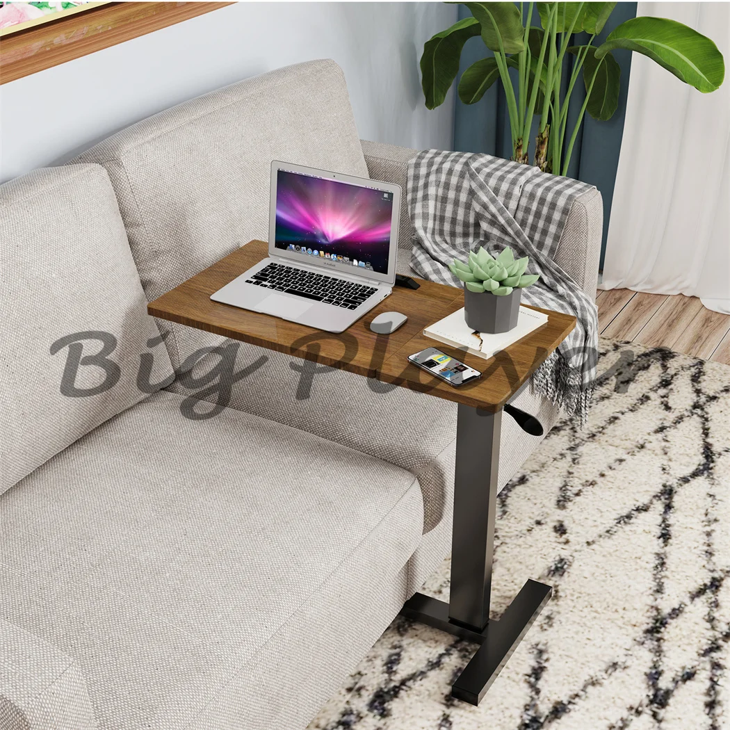 Height Adjustable Mobile Over Bed Bedside Laptop Desk with Hidden Wheels Rolling Sofa Side Table