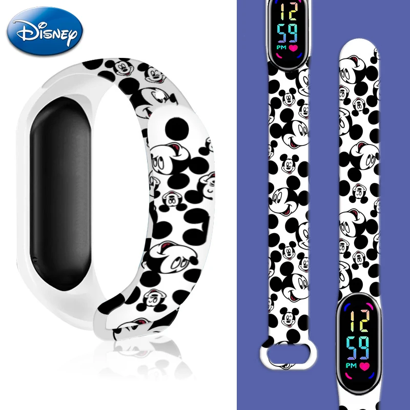 Disney Mickey Minnie Digital Watch Anime Figure Donald Daisy Sports Electronic Bracelet Children LED Cartoons Watch Kids Gifts