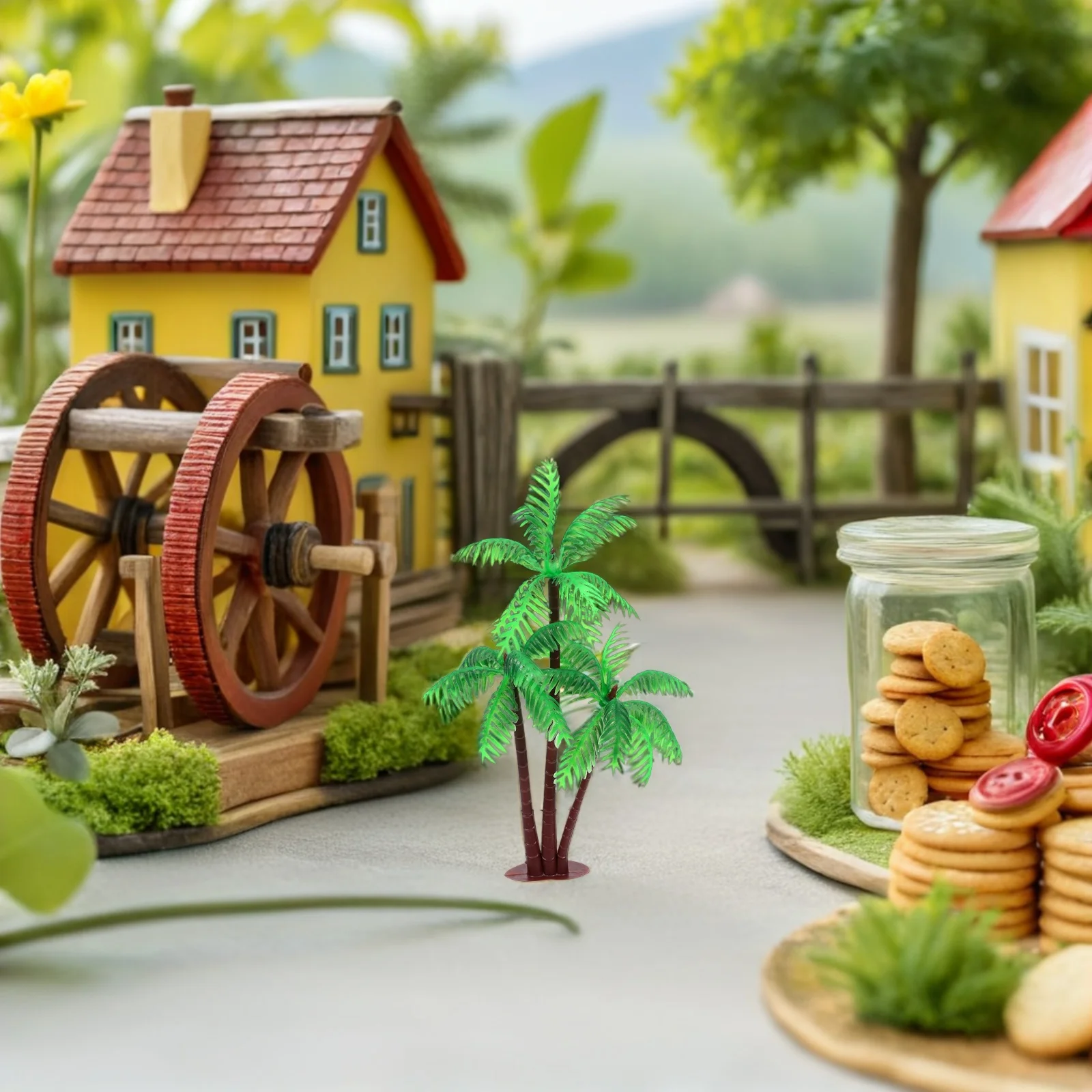 

25Pcs Small Plastic Coconut Palm Trees Artificial Miniature Tropical Cake Toppers Aquarium Terrarium Faux Plants Home Party