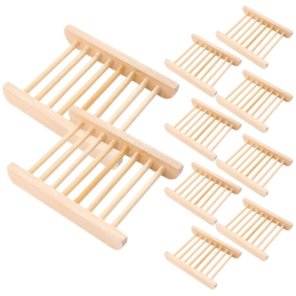 

10 Pcs Soap Dish Bathroom Large No Punching Drain Storage Rack 10pcs Wooden Hanging Holder Travel Tray