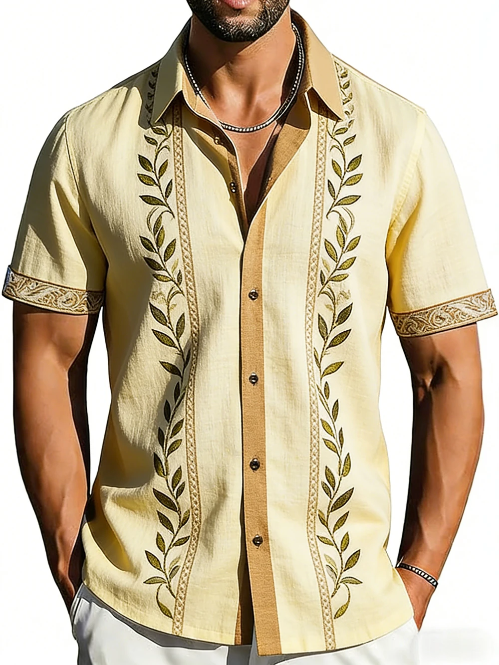 Men's Summer New Short Sleeved Plant High-definition 3D Printed Shirt Hawaii Vacation Outdoor Casual Wear Shirt