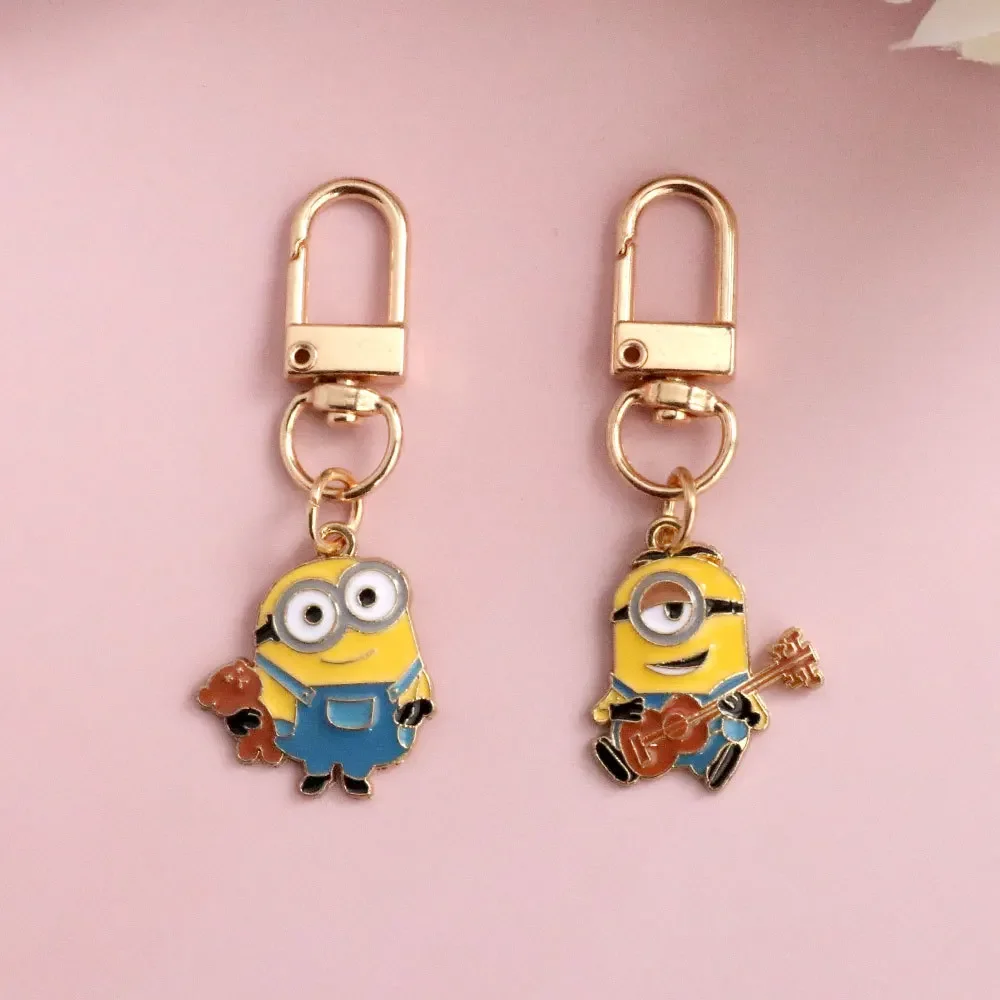 New Minions Kevin Bob Keychain Cartoon Toys Model Silicone Pendant Keyring Cosplay Car Backpack Key Holder Accessories Kid Gifts