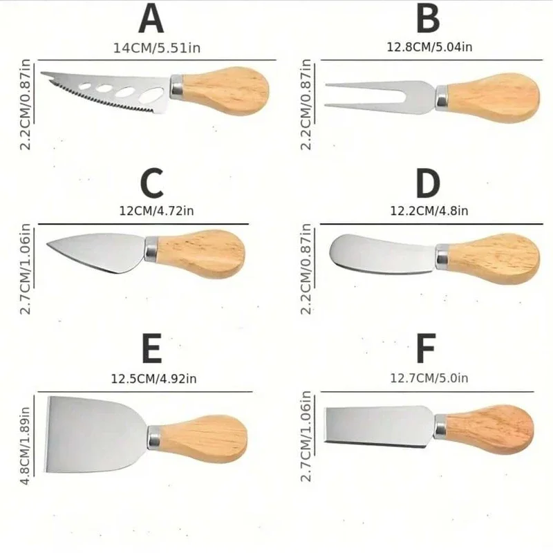 Six Piece Set of Cheese Knife Box Stainless Steel Cheese Knife Set of Six Piece Cheese Knife Cheese Knife Set