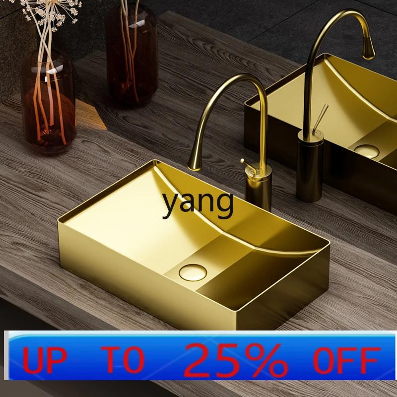 CX  stainless steel countertop basin, gold square wash basin, household wine single basin basin