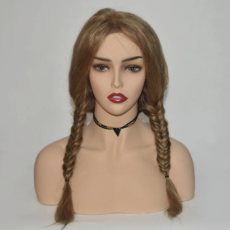 

Realistic Female Mannequin Head with Shoulders PVC White Wig Display Model for Beauty Salon Makeup Training