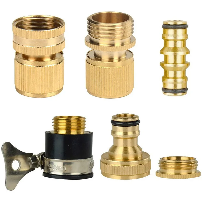 

1 Set Of Brass Garden Hose Expandable Stretch Fittings Tap Adaptors Connectors Set(6 Pc)