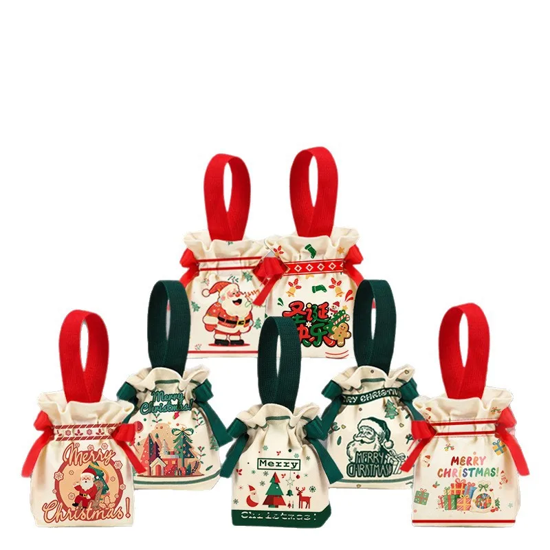 

Сумка на шнурке, праздничная подарочная упаковка, рождественская холщовая сумка, экологически чистая рождественская подарочная сумка для коллекции лакомств, подарков