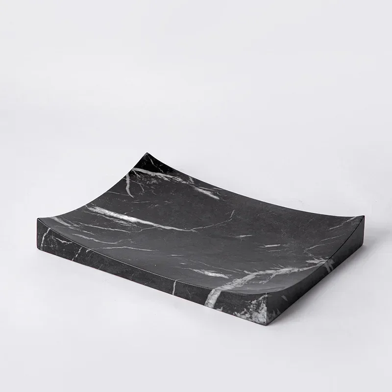 New marble creative fruit tray, modern resin handicrafts, side cabinet combination pastry tray accessories