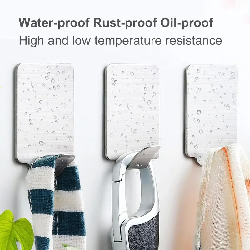 Wholesale Self-Adhesive Stainless Steel Hook Small Wall Hanger Hook Bathroom Organizer Towel Rack Multi-purpose Kitchen Hooks