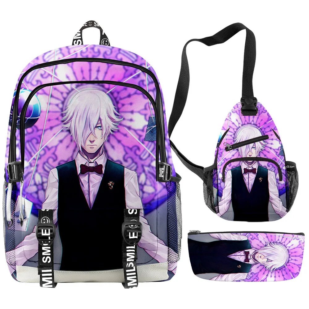 

Popular Youthful Funny Death Parade 3D Print 3pcs/Set Oxford Waterproof Notebook multifunction Backpacks Chest Bag Pencil Case