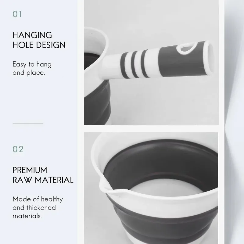 2 حزمة مغرفة مياه قابلة للطي مغرفة مياه قابلة للطي قحافة ملعقة حمام قابلة للطي مغرفة توفير المساحة للحمام المطبخ