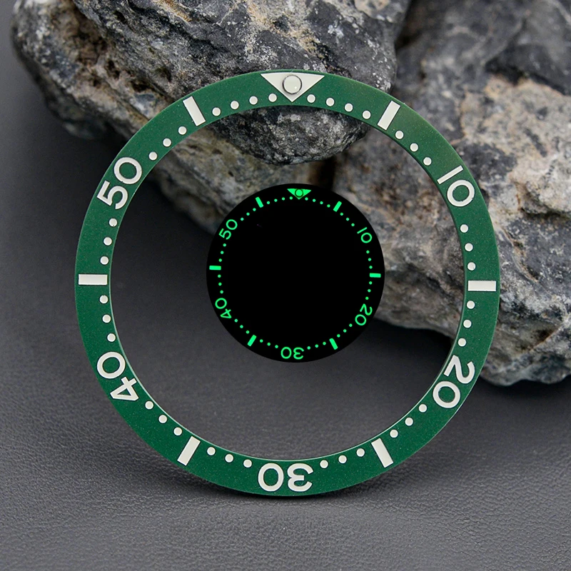 38MM C3 Green Luminous Ceramic Bezel Insert Fit SKX007 SKX009 SRPD Abalone Tuna Men's Watch Case for NH35 NH36 Movement