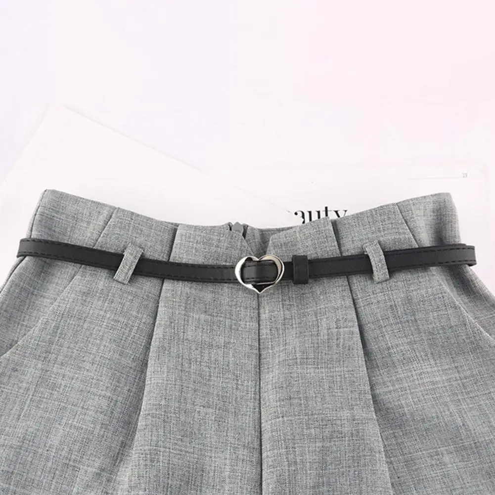 

Belt Heart Buckle Narrow Adjustable Anti-break Firm Sticthing Great Strength Vintage Dress Sweater Coat Waistband Waist Belt