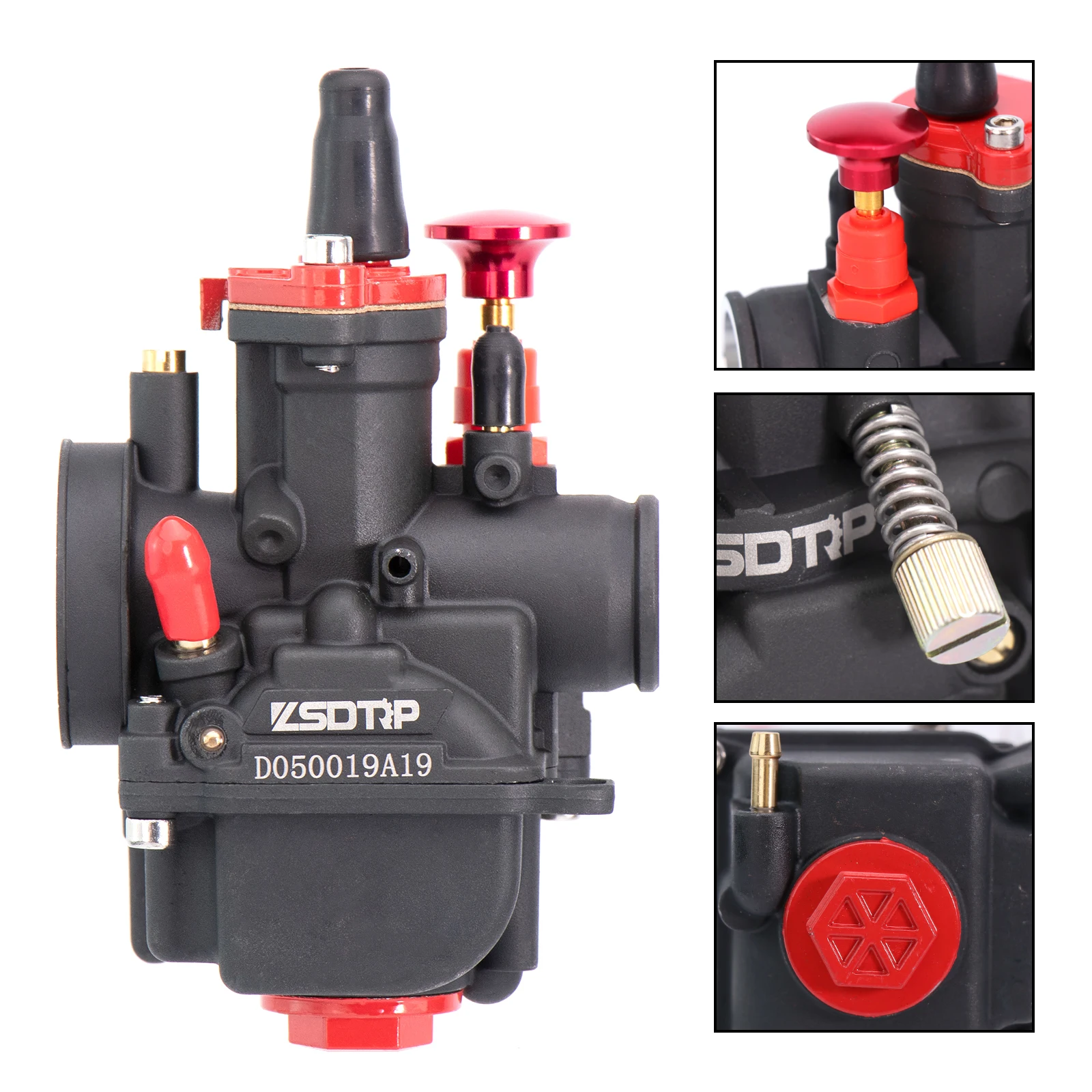 ALconstar Carburetor Small Pwk 15mm 17mm 19mm 21mm 23mm Flat Curtain Carburetor fit for 50cc-125cc Scooter Moped 2T4T Motorcycle