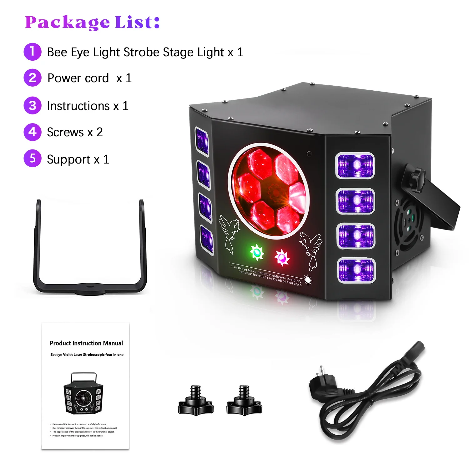 Yiflamefly 100W UV Bee Eye Dj Lights Strobe Stage Light  With Remote Control DMX512 Sound Activated Rave Light For Disco Party