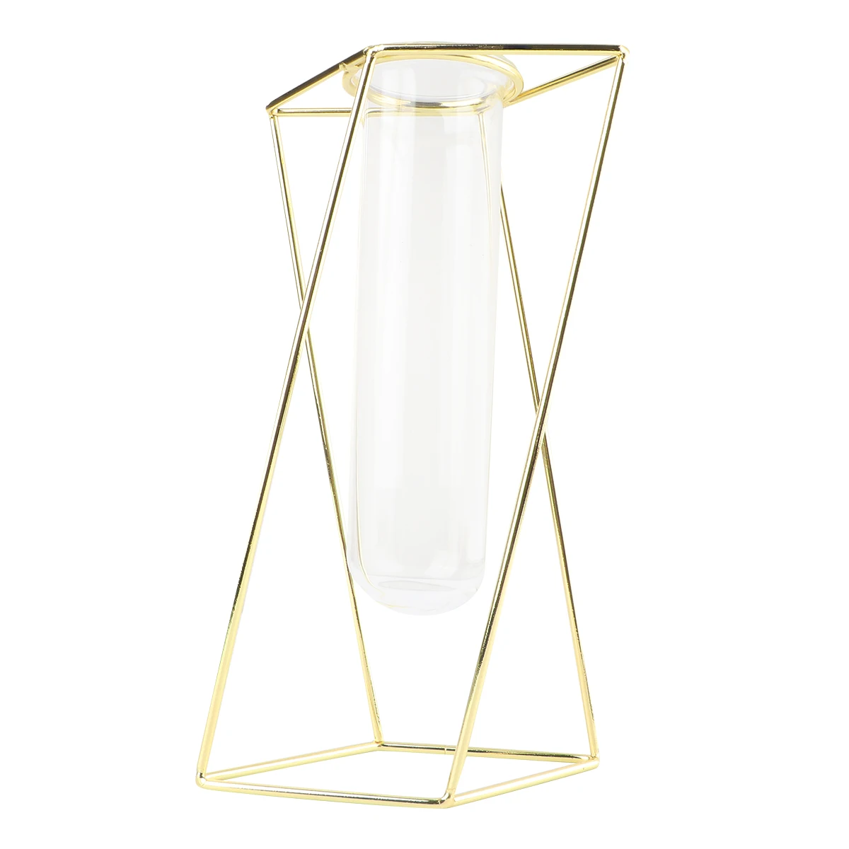 

1pc Iron Planter Vase Glass Tube Metal Stand Flower Decor Home Gift Valentine Christmas Anniversary Plant Container