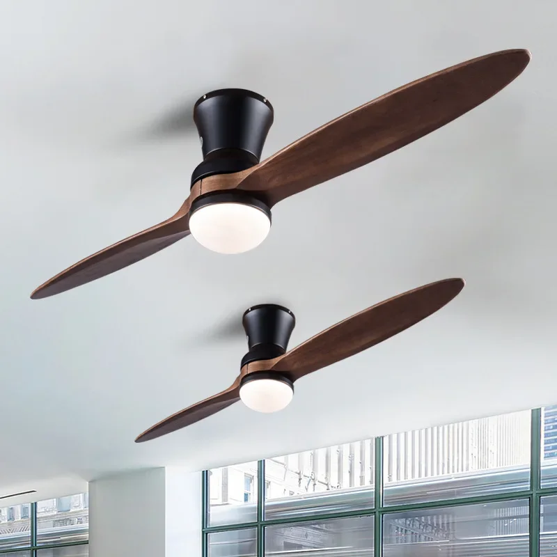 Nordic Ceiling Fan with Light Wooden Blade Office Room 60 Inch with Light Remote Control DC Motor for Living Room Bedroom