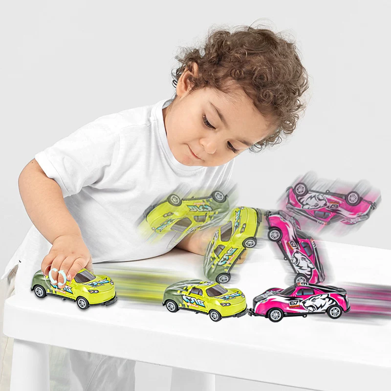 Juguete para niños, catapulta de choque extraíble de 360 grados, cubo abatible, coche de carreras, coche pequeño, modelo de juguete, coche de juguete para regalo