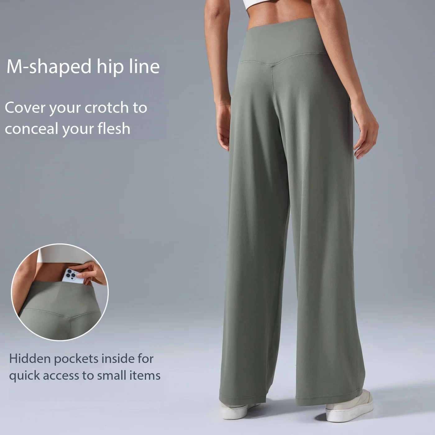 Lemon Women's Wide Leg Pants No Pockets High Waist Stretch Loose Sweatpants Nake-Feeling Casual Lounge Yoga Workout Palazzo