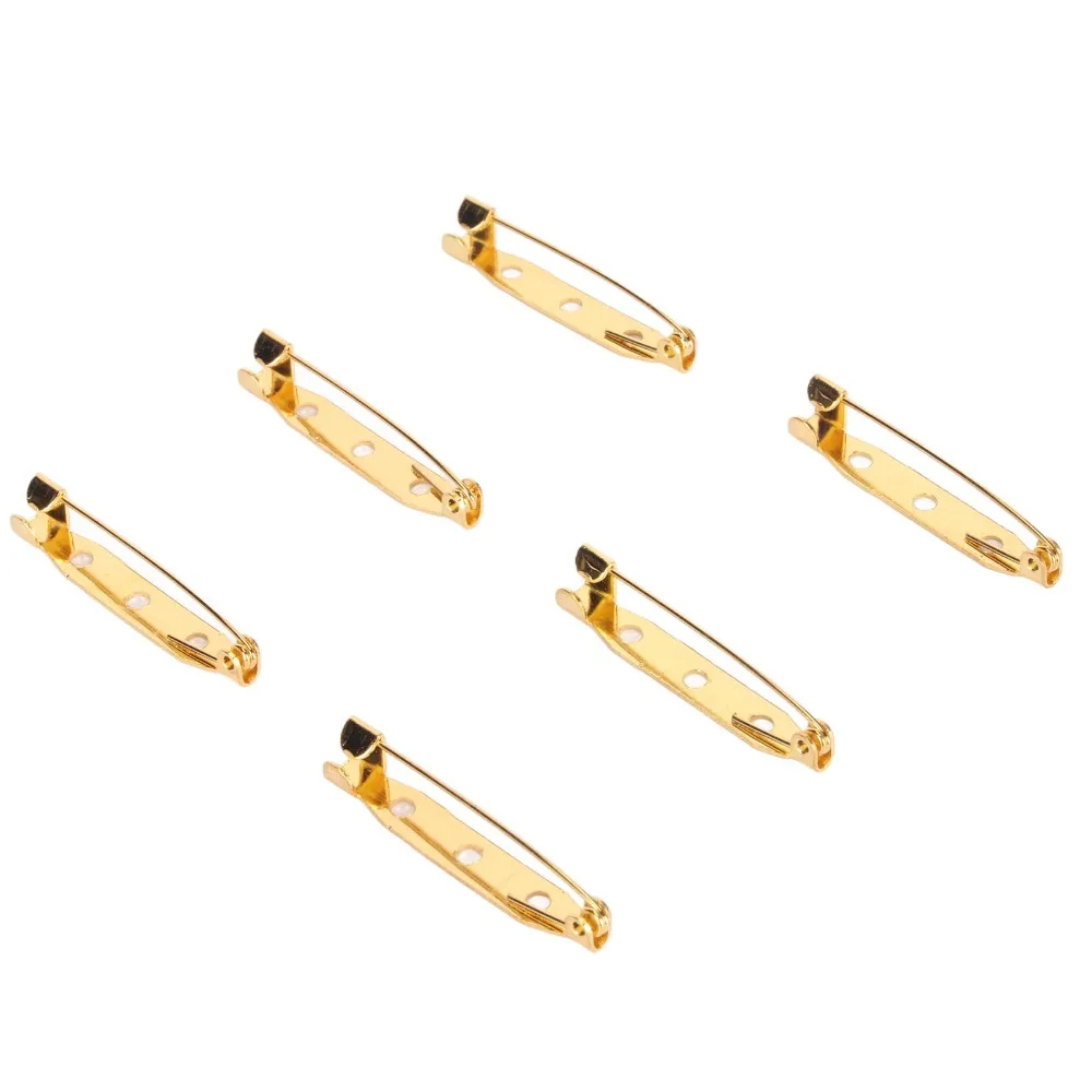 200pcs Durable 1.4 Inch Length Safety Pin Pins Gold Metal Brooch Pin Backs Bar Pin Backs For Clothes Fabric