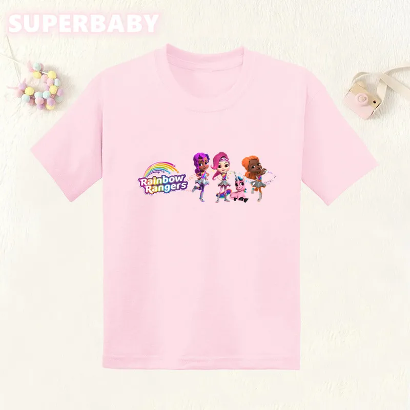 Girls Clothes Kids Rainbow Rangers Cartoon Graphic Kawaii T shirts Summer Toddler Baby Cute Funny Cotton Tee Tops Boys T shirt