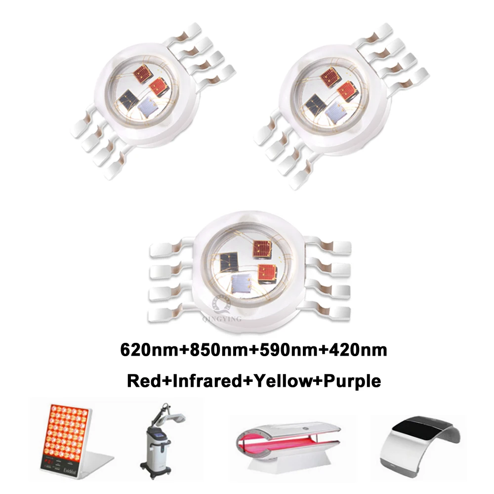 

12W 8Pin High Power LED Chip For 4-in-1 Medical Aesthetic Lamp Combines Red Yellow Infrared Purple 620nm 590nm 420nm 850nm