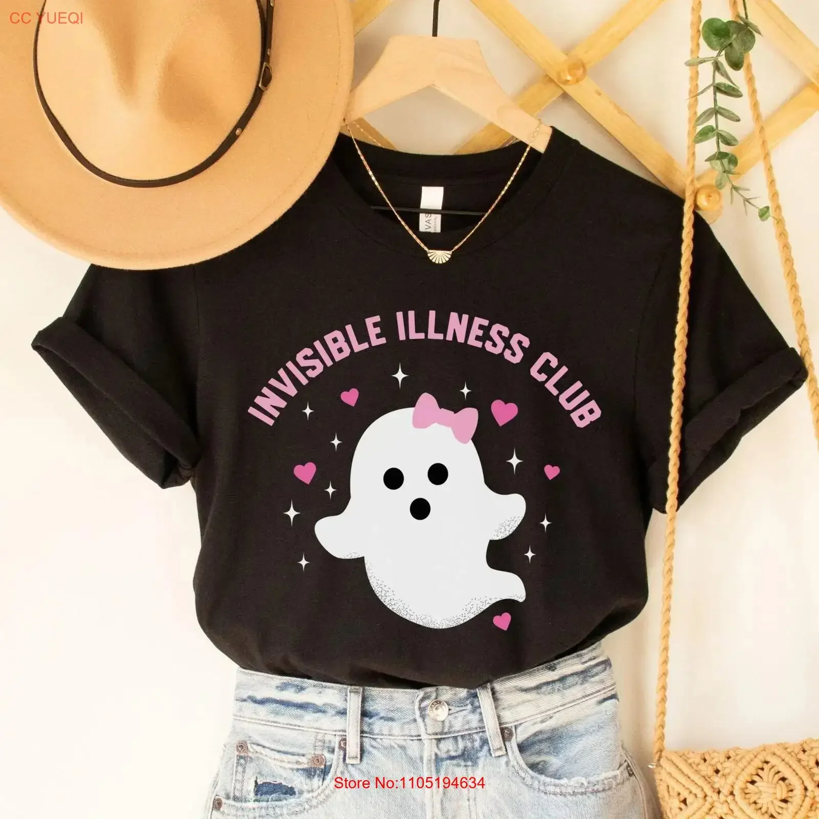 Invisible Illness Club T Shirt Funny Chronic Ghost Halloween Disability Awareness Month Spoonie Flare Day vintage Washed